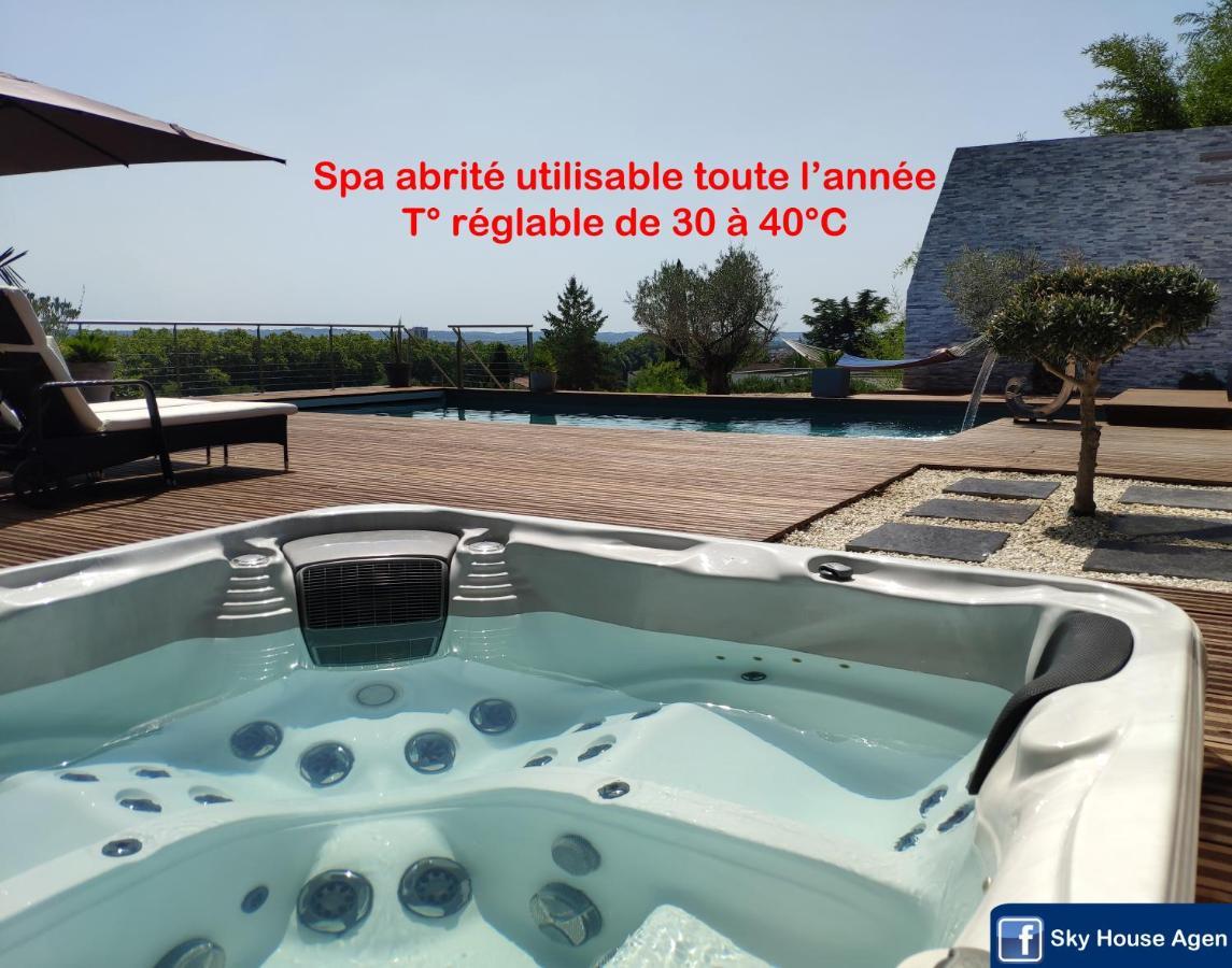Piscine Chauffee Et Spa Jacuzzi Privatif Terrasse Sans Vis A Vis ,,,Sky House Agen,,, ภายนอก รูปภาพ