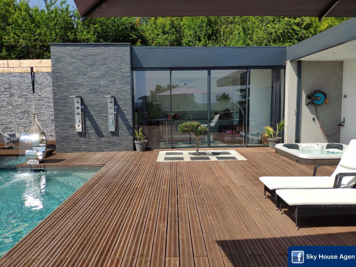Piscine Chauffee Et Spa Jacuzzi Privatif Terrasse Sans Vis A Vis ,,,Sky House Agen,,, ภายนอก รูปภาพ