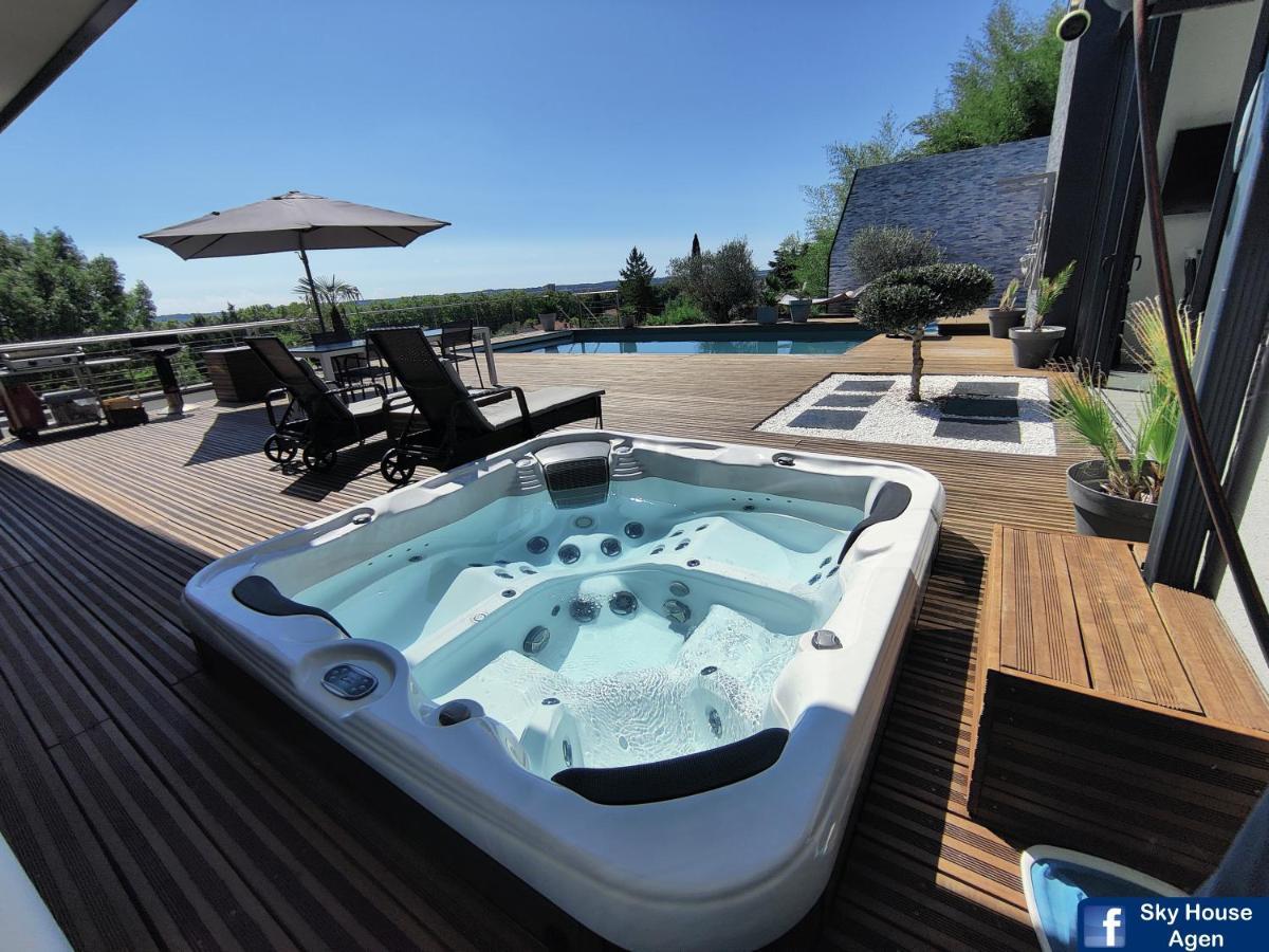 Piscine Chauffee Et Spa Jacuzzi Privatif Terrasse Sans Vis A Vis ,,,Sky House Agen,,, ภายนอก รูปภาพ